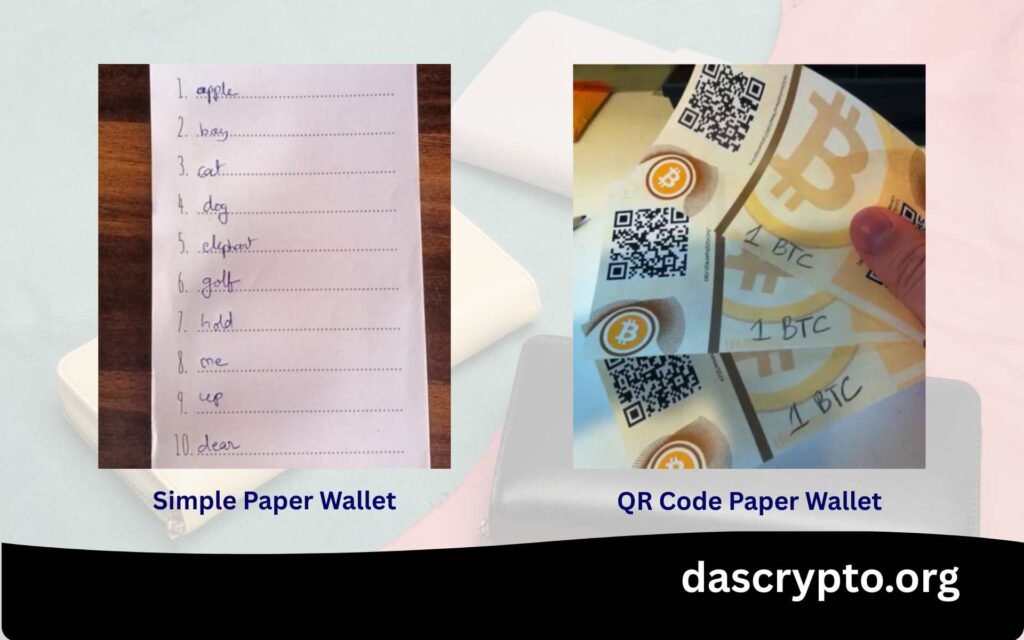 A Simple Paper Wallet Created by Me (Left) and a Commercially Sold QR Code Paper Wallet